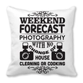 White peach skin throw pillow with black camera graphic and photography text print - Photography Lifestyle (23)