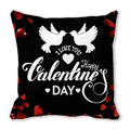 Valentine's Day pillow case in black with white doves, hearts, and I Love You text - Black Base Facing Doves I LOVE YOU (20) / 18x18 Inch