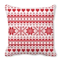 Valentine's Day peach skin pillowcase with red heart and snowflake geometric patterns - Pixelated Nordic Festive Style (28)