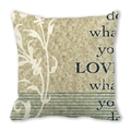 Funda de cojín vintage beige con silueta botánica y cita de amor inspiradora - 45x45 cm / Planta Beige Do What You Love (15)