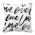 Minimalist white peach skin pillowcase with black Love script pattern for home decor - Nordic Minimalist Repeated Text Style (29)