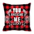 Red and black buffalo check pillow cover with 'You Awesome Me Lucky' text design - You Awesome Me Lucky (18)