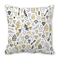 White pillowcase with gold glitter hearts and hand-drawn doodles for Valentine's Day - Gold Glitter Heart Graffiti Style (8)