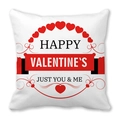 White peach skin square pillowcase with Happy Valentine's Day heart print and red banner - Happy Valentine's Romantic Style (14) / 18x18 Inch