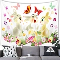 Easter tapestry with cartoon rabbits and colorful eggs for living room wall decor - 150x100(Peach Skin) / Rabbit and Eggs Style (2)