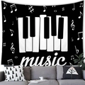 Piano key music tapestry in black and white minimalist style for room wall decor - 100x70cm / Black and White Piano Minimalist (7)