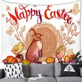 Easter wall tapestry featuring a brown bunny and Happy Easter lettering for home decor - Brown Rabbit and Chick Style (3)