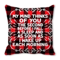Buffalo plaid peach skin pillowcase with red black check and romantic typography - My Mind Thinks of You (19)