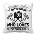 White pillowcase with 'Just a Woman Who Loves Photography' camera and floral art - Woman Who Loves Photography (26)