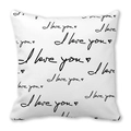 Federa in pelle di pesca San Valentino con scritta I love you e motivi a cuori neri - Stile I Love You Manoscritto Ripetuto (2)