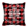 Red and black buffalo plaid pillowcase with sentimental white quote and heart pattern - Emotional Support (11)