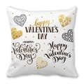 White peach skin pillowcase with Happy Valentine's Day gold heart pattern print - Happy Valentine's Day Letter Heart Style (10)