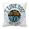 Peach skin pillowcase with I Love You to the Moon and Back print and blue moon pattern - Blue Moon and Stars Decorative Style (16) / 18x18 Inch