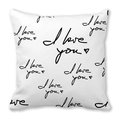 Federa bianca in pelle di pesca con scritta I love you e motivi a cuore per San Valentino - Stile Scrittura Artistica Nera (3)