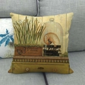 Vintage Kissenbezug aus gelbem Leinen mit Maiglöckchen und Nautilus Illustrationen - 45x45cm / Vintage Nautilus und Blumen Stil (4957317567816)