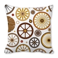 Square peach skin pillowcase with vintage rustic wagon wheel patterns on white backdrop - 45x45cm / Vintage Wagon Wheels (19)