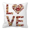 Pink Happy Valentine's Day peach skin pillowcase with floral LOVE heart pattern - 18x18 Inch / Floral Heart Love Letters (3)