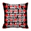 Red and black buffalo plaid Valentine's Day pillowcase with white romantic text - Romantic Confession (12)