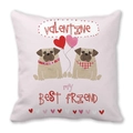 Federa per cuscino di San Valentino con simpatici carlini e palloncini a cuore - 45cmx45cm / Stile Illustrazione Carlino San Valentino