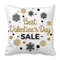 White linen Valentine pillow cover with gold snowflakes and Best Valentine text - Snowflake Polka Dot Sale (11)