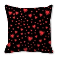 Peach skin pillowcase featuring romantic red heart patterns on a black background - Black Base Full Print Red Hearts Simple (24) / 18x18 Inch