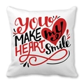 White peach skin pillow case featuring YOU MAKE my HEART Smile text and red heart - You Make My Heart Smile Style (17) / 18x18 Inch