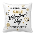 White Valentine's Day sale throw pillow with gold heart and 14 February print - 14 Feb Black White Gold Sale (12)