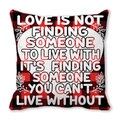 Red and black buffalo plaid pillow cover with white heart and romantic quote text - Love Motto (13)
