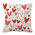 Valentijn kussensloop van perzikhuid stof met rode en roze hartjes patronen erop - 45cmx45cm / Beige Polkadot Hart Array Stijl