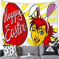 Ζωντανή ταπετσαρία τοίχου Happy Easter με κορίτσι anime και αυτιά κουνελιού πάνω από καναπέ - Στυλ Κορίτσι Anime Πασχαλινό Αυγό (2) / 150x100(Σέρμα Ροδάκινου)
