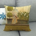 Kissenbezug mit Seestern und Gartenmuster auf einem grauen strukturierten Sofa - 45x45cm / Gartenarbeit Topfpflanze und Maiglöckchen Stil (4957317567818)