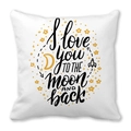 White peach skin pillowcase with I Love You to the Moon and Back design - Little Rocket Playful Confession Style (19) / 18x18 Inch