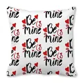 Valentine's Day pillow case featuring Be Mine text and red watercolor heart pattern - Handwritten Be Mine Heart Style (6)