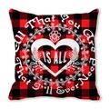 Romantic red buffalo plaid pillow cover with heart floral wreath and love quote - Floral Heart Circle (23)