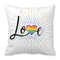 Square peach skin pillowcase with black Love text and rainbow heart graphic design - Rainbow Heart Love Theme Style (20) / 18x18 Inch