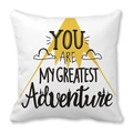 White square pillowcase with YOU ARE ADVENTURE quote and yellow mountain landscape - Mountain Adventure Outdoor Style (21) / 18x18 Inch