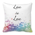 Square white pillowcase featuring rainbow heart and Love is Love text design - Rainbow Heart Love is Love (15)