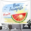 Sommerlicher Wandteppich mit Strandmotiv, Wassermelone und Sonne für Wohnzimmerdeko - Wassermelone Sonnenschirm Stil (5)