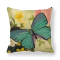 Artistic butterfly and flower print linen pillowcase with vintage Jean Plout signature - Artistic Teal Butterfly Style (8)