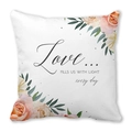 Linen peach skin pillow cover with floral love quote design for home decoration - Floral Fills us with Light (16)