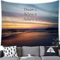 Sunset beach scenery tapestry with Dream it Believe it Achieve it motivational quote - Inspirational Sunset (10) / 100x70(Peach Skin)