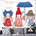 Easter peach skin tapestry with cute rabbits and My Cute Friends text for home decor - Anthropomorphic Rabbit Friends Style (7)