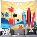 Tropisch strand wandkleed met surfplanken en palmbomen voor moderne wanddecoratie - Zomer Strand Surfplank Stijl (1) / 100x70cm