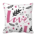 Square peach skin pillowcase with pink Love lettering and decorative heart patterns - Pink Handwritten Love (17)
