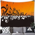 Abstract music theme tapestry featuring orange and black split design with musical notes - Peach Skin / 150x100cm / Abstract Art Music Note Style (2)
