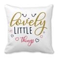White peach skin pillowcase with Lovely LITTLE things gold glitter and heart patterns - Lovely LITTLE Things English with Eyelash Decor (Style 15)