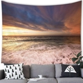 Sunset beach wall tapestry with ocean waves for cozy living room home decoration - Golden Sunset Waves (2) / 150x100(Peach Skin)
