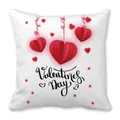 White Valentine's Day pillowcase with 3D red paper-cut hearts and calligraphy text - 3D Origami Red Hearts (18)
