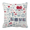 Vintage peach skin pillowcase with multi-language I Love You print and heart motifs - Retro Art Multilingual Style (11)