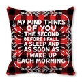 Red and black buffalo plaid pillowcase with white emotional quote and leaf border - Missing You (19)